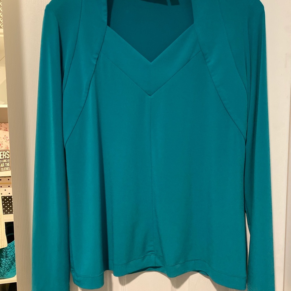 Simonton Says v neck blouse, long sleeve.